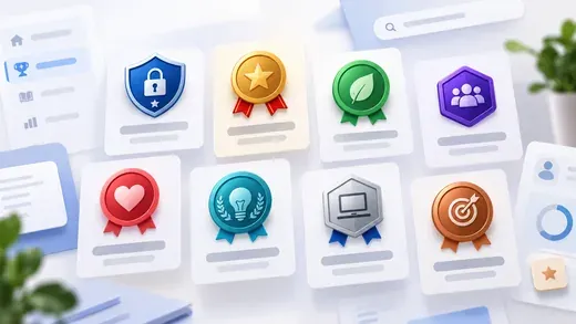 A collection of achievement badges earned through security training.
