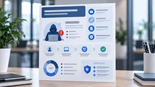 A security awareness infographic with charts, steps and key stats.